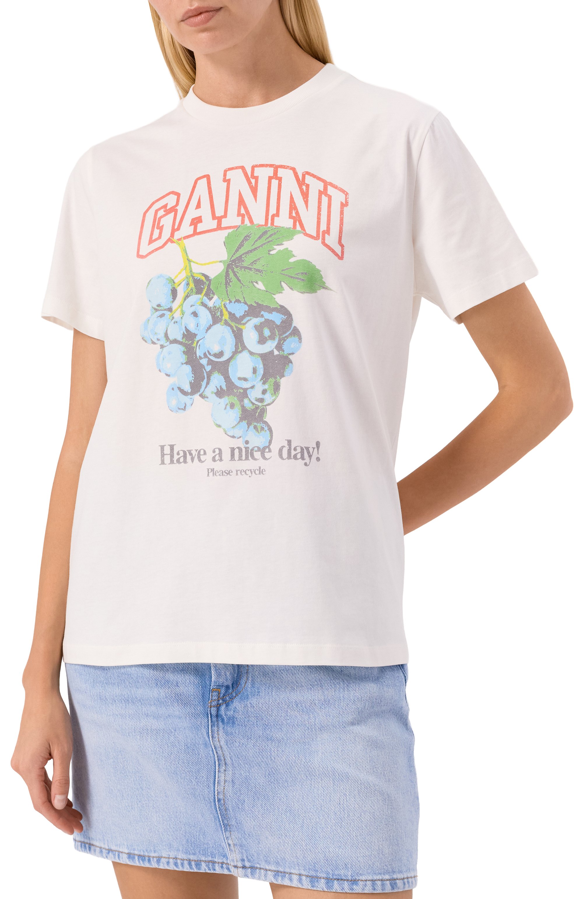 Хлопковая футболка GANNI, арт. T4230, фото 3