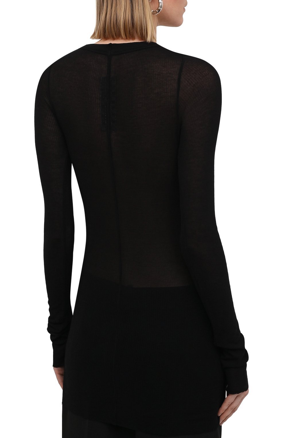 Пуловер из вискозы и шелка RICK OWENS черного цвета по цене 25600 руб., арт. RP21S3202/RC, фото 4 Пуловер из вискозы и шелка RICK OWENS, арт. RP21S3202/RC, фото 4
