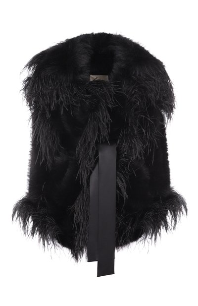 Шуба с отделкой перьями ELIE SAAB, арт. J0148AP25/FR001, фото 1