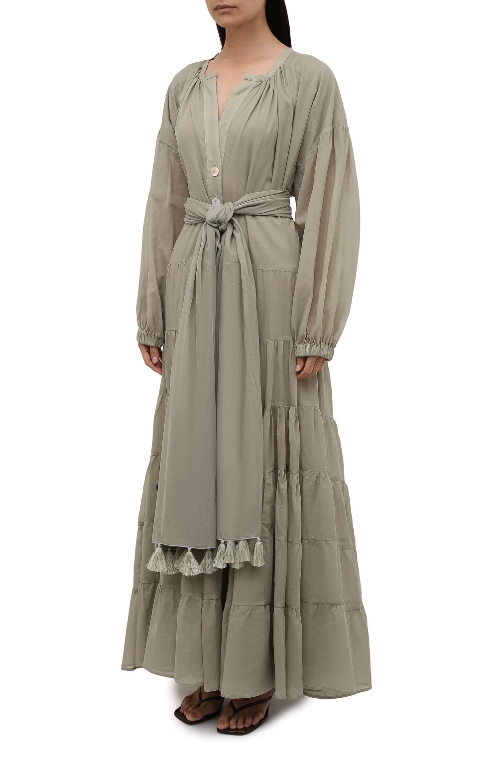 Хлопковое платье ERIKA PENA хаки цвета по цене 52950 руб., арт. ELLADRESS, фото 3 Хлопковое платье ERIKA PENA, арт. ELLADRESS, фото 3