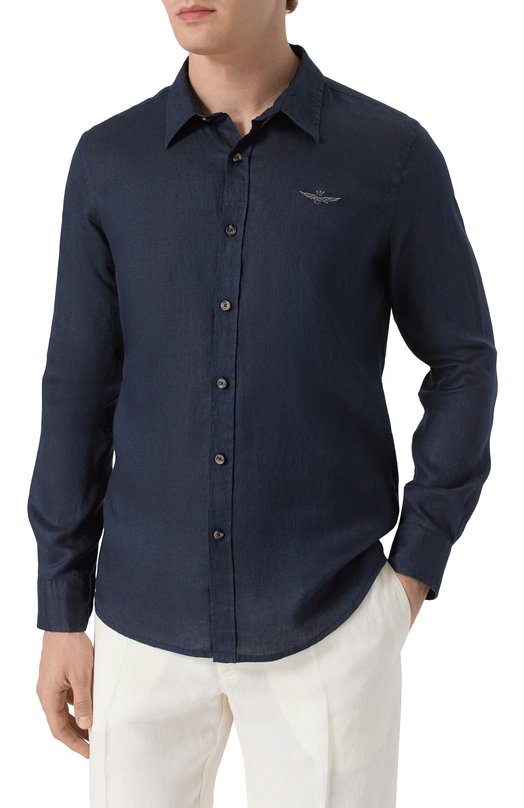 Льняная рубашка Aeronautica Militare CA1239CT3089 Синий  CA1239CT3089 Фото 3