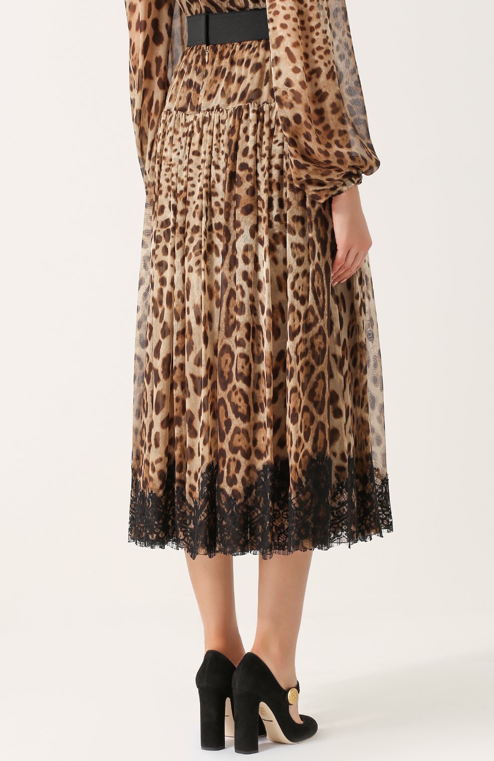 Шелковая юбка-миди с леопардовым принтом DOLCE & GABBANA, арт. 0102/F4A2BT/FS1AR, фото 4