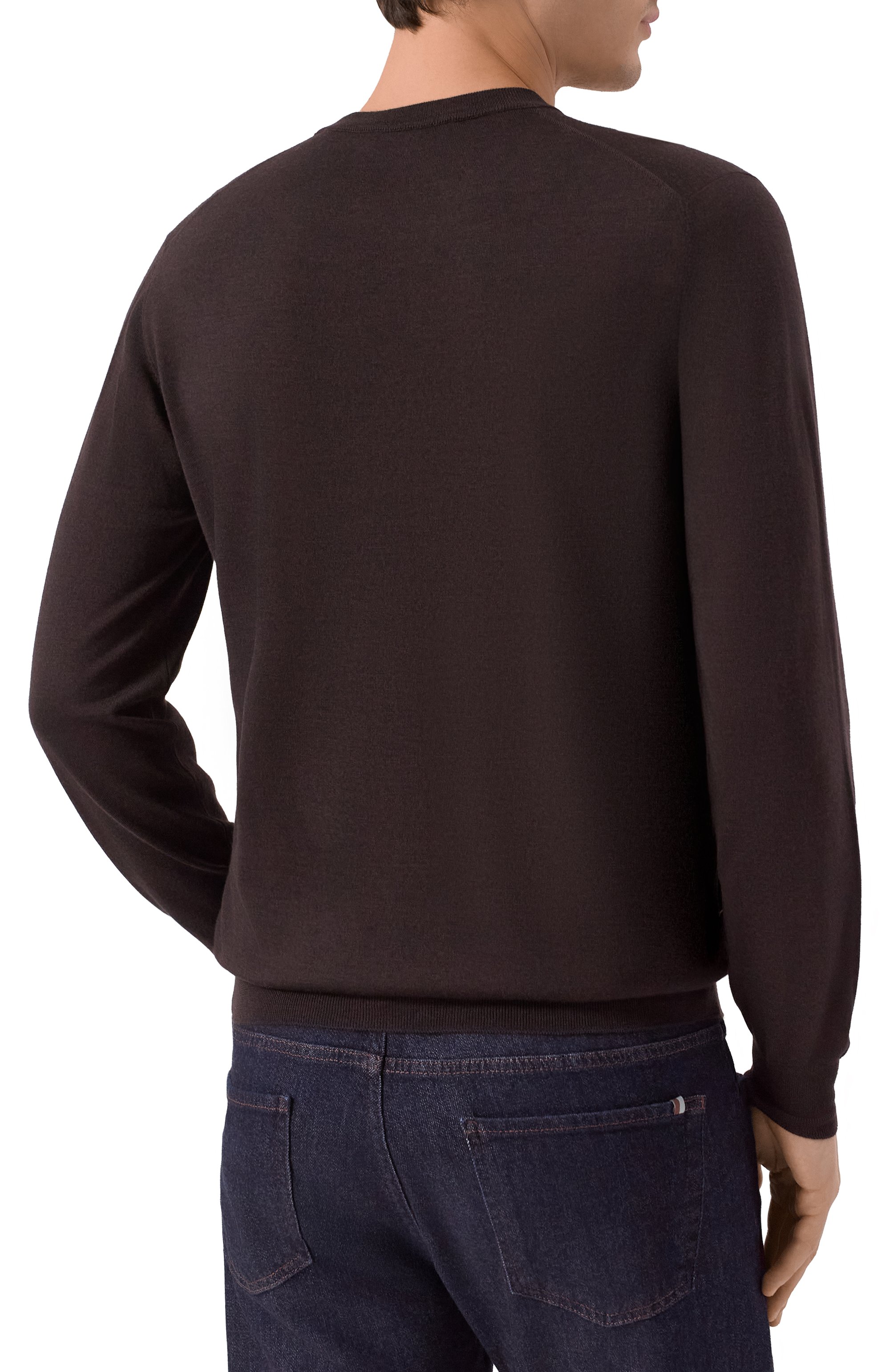 Джемпер из шерсти и шелка ANDREA CAMPAGNA темно-коричневого цвета по цене 49950 руб., арт. GC1ML/LSC18R, фото 4 Джемпер из шерсти и шелка ANDREA CAMPAGNA, арт. GC1ML/LSC18R, фото 4