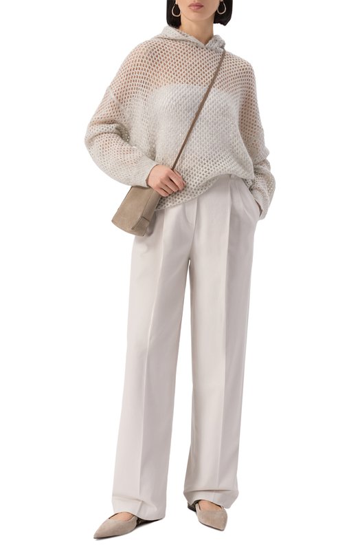 Худи из шерсти и хлопка Brunello Cucinelli MPS732409P Серый  MPS732409P Фото 2