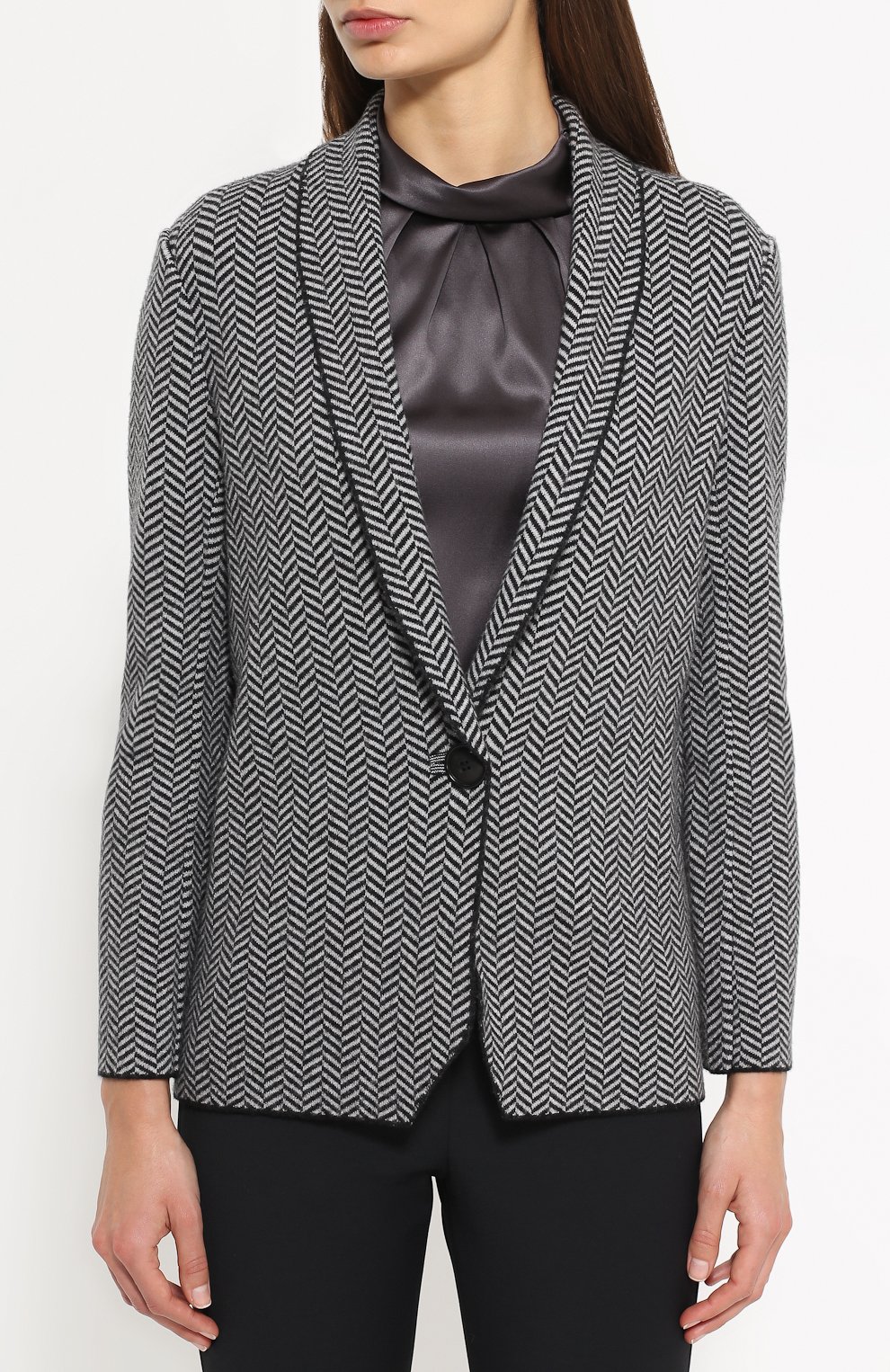 Шерстяной  жакет прямого кроя с укороченным рукавом GIORGIO ARMANI, арт. 6XAG02/AM15Z, фото 3