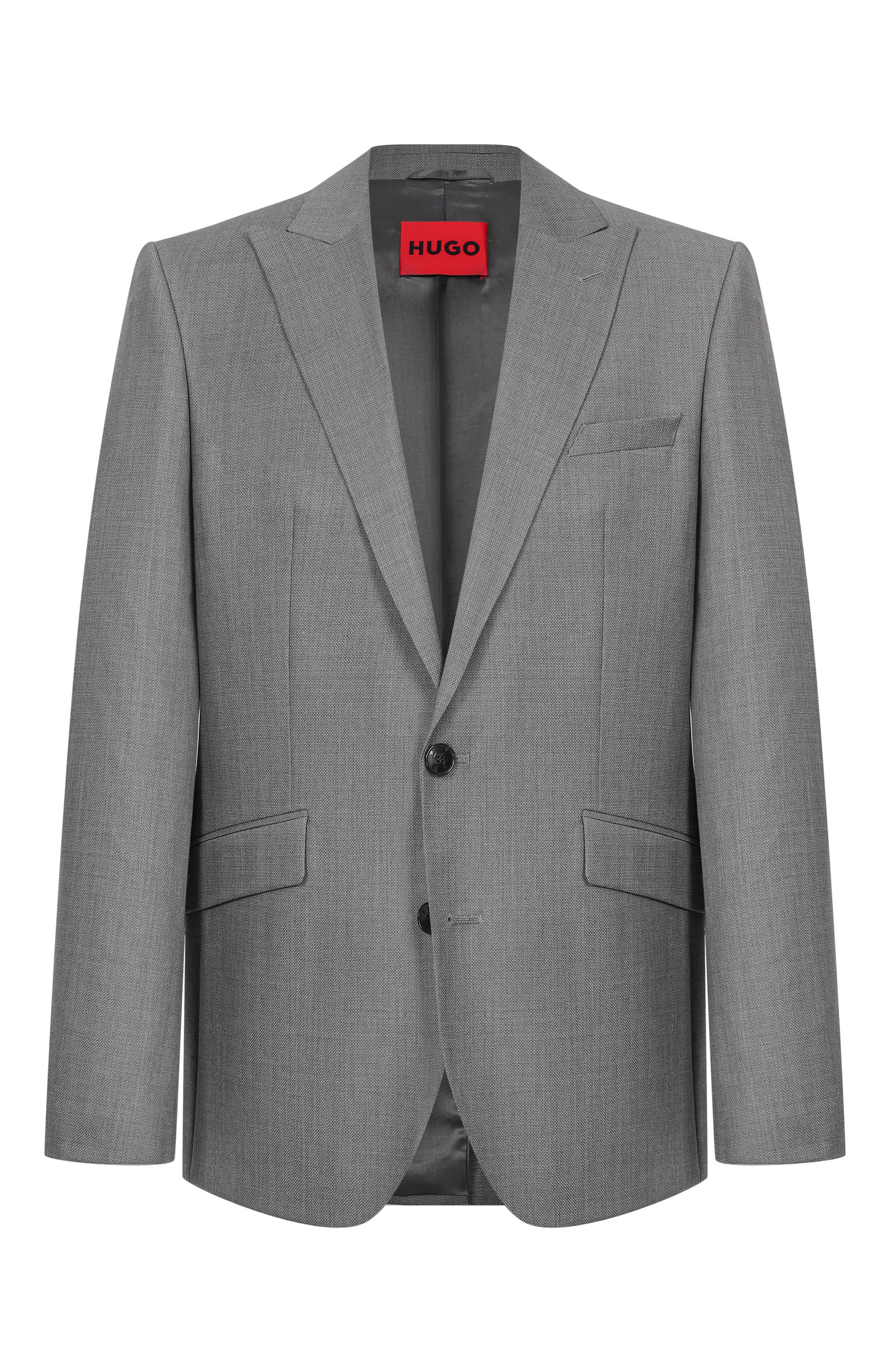 Шерстяной пиджак HUGO серого цвета по цене 59950 руб., арт. 50555240, фото 1 Шерстяной пиджак HUGO, арт. 50555240, фото 1