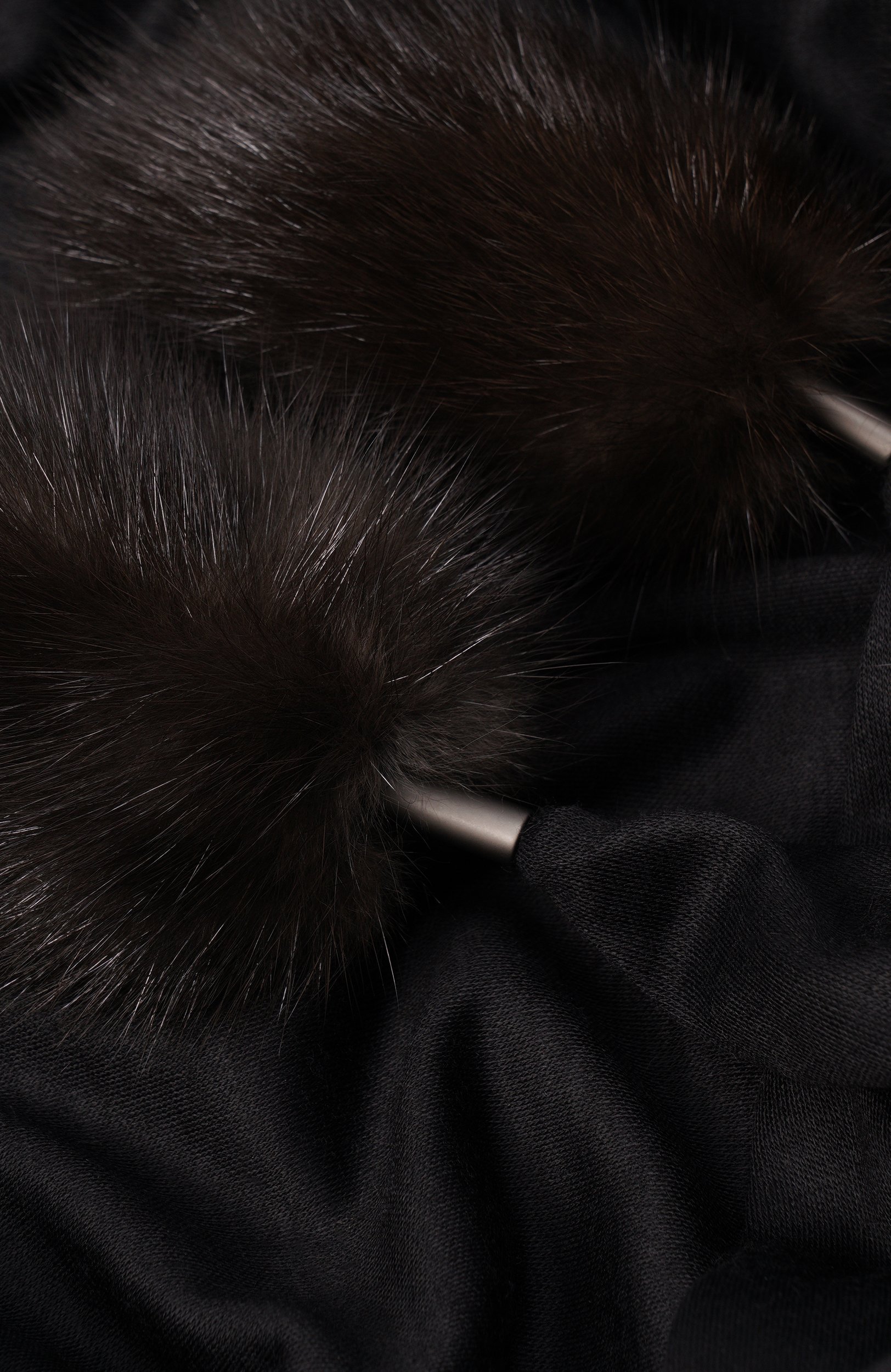 Кашемировая косынка с мехом соболя BLACK SABLE, арт. BS-FHBNP-EB, фото 3