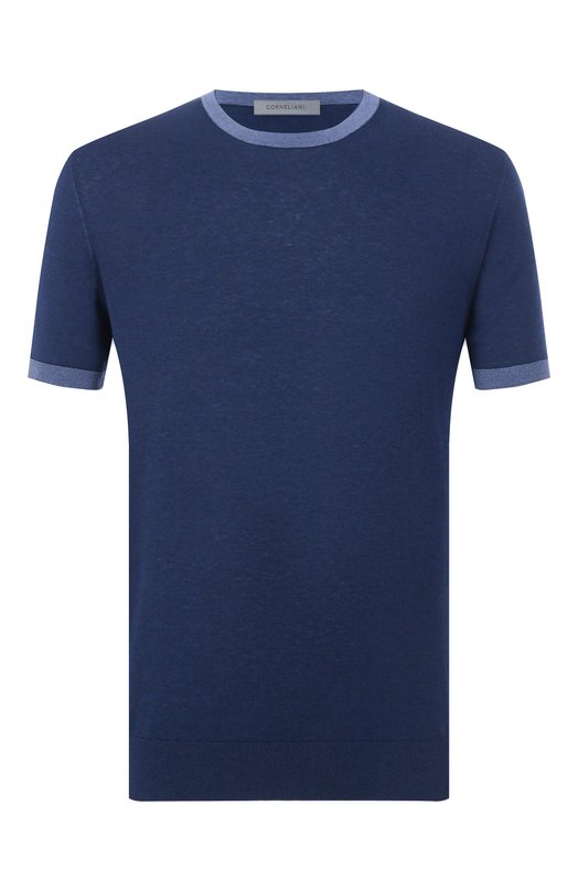 Джемпер из хлопка и шелка Corneliani 25M520-2525102 Синий 25M520-2525102
