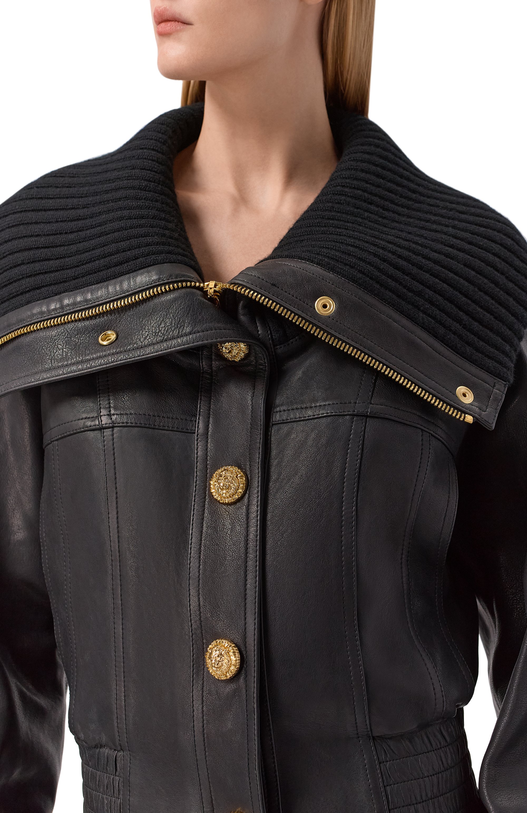 Кожаный бомбер BALMAIN, арт. GF1TE205/LE04, фото 5