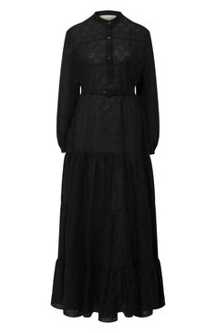 Женское хлопковое платье GUCCI черного цвета, арт. 569021/ZABI8 | Фото 1 (Длина Ж (юбки, платья, шорты): Макси; Статус проверки: Проверена категория; Материал внешний: Хлопок; Рукава: Длинные; Случай: Повседневный; Женское Кросс-КТ: Платье-одежда; Материал сплава: Проставлено; Ювелирные украшения: Назначено; Драгоценные камни: Проставлено)