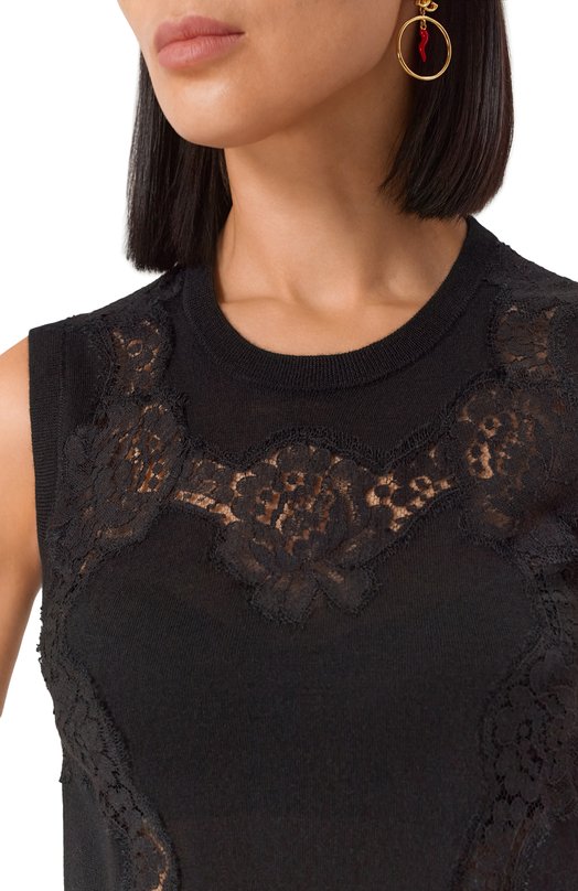 Топ из шерсти и шелка Dolce & Gabbana FXJ26T/JEM07 Чёрный  FXJ26T/JEM07 Фото 5
