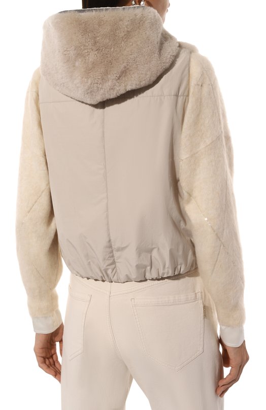 Двусторонний жилет с мехом козлика Brunello Cucinelli MPMWE3080 Бежевый  MPMWE3080 Фото 4