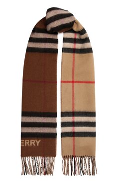 Женский кашемировый шарф BURBERRY бежевого цвета, арт. 8045329 | Фото 1 (Материал: Текстиль, Кашемир, Шерсть; Региональные ограничения белый список (Axapta Mercury): RU; Материал сплава: Проставлено; Нос: Не проставлено)