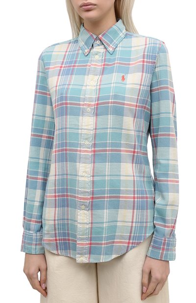 Хлопковая рубашка POLO RALPH LAUREN зеленого цвета по цене 12050 руб., арт. 211801083, фото 3 Хлопковая рубашка POLO RALPH LAUREN, арт. 211801083, фото 3