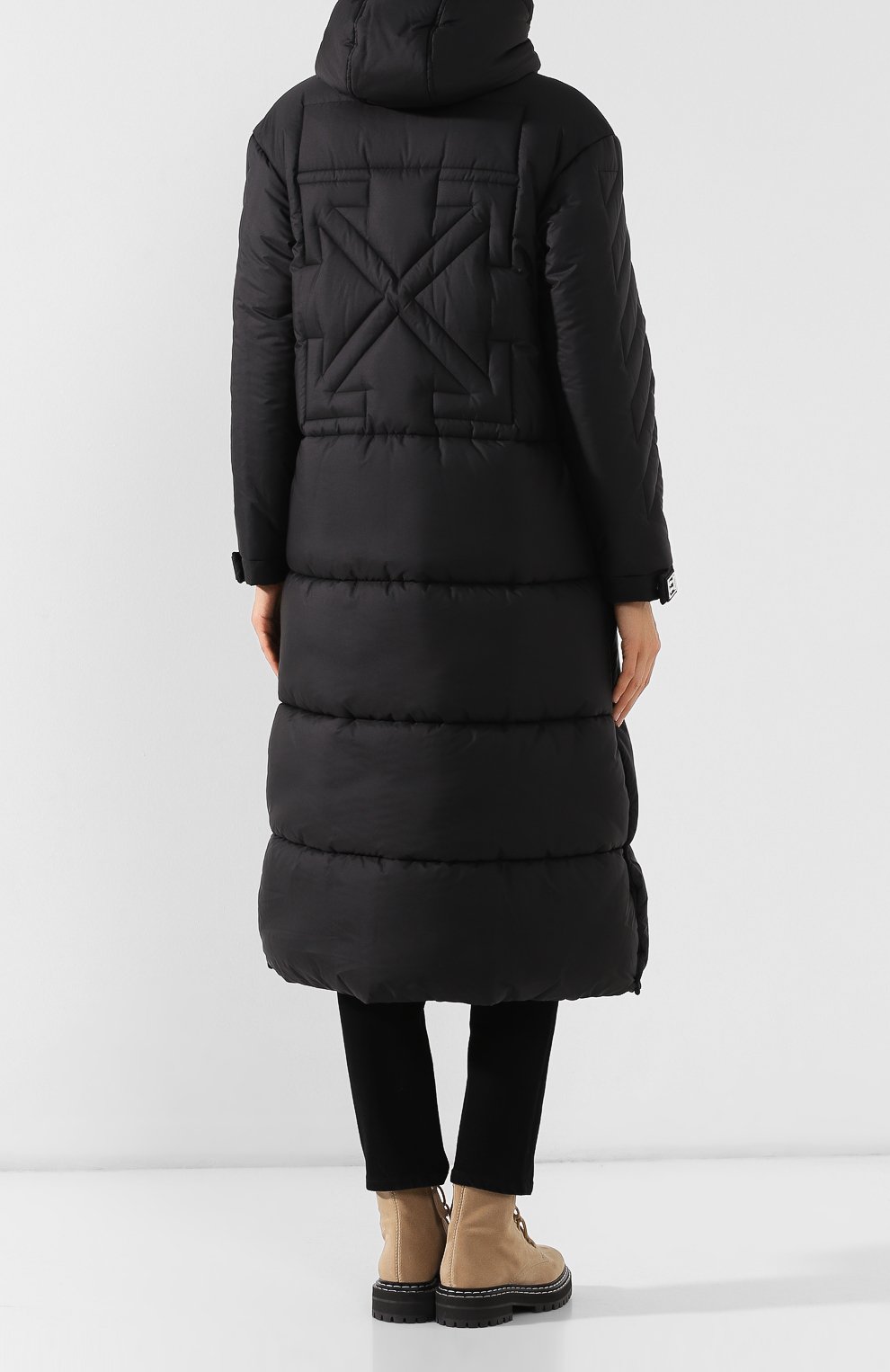 Утепленное пальто OFF-WHITE черного цвета по цене 148500 руб., арт. 0WEA175E19A390691010, фото 4 Утепленное пальто OFF-WHITE, арт. 0WEA175E19A390691010, фото 4