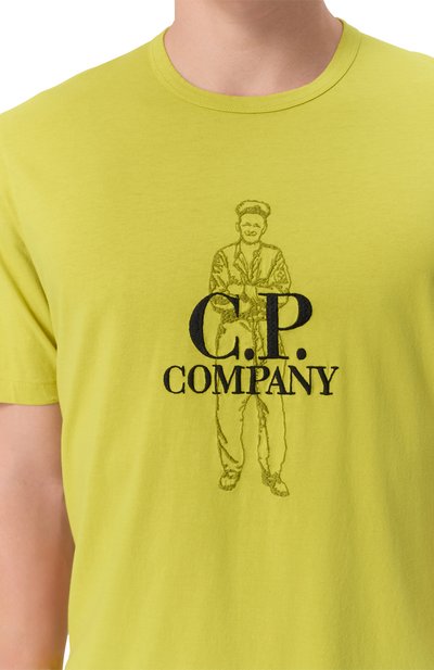Хлопковая футболка C.P. COMPANY салатового цвета по цене 16300 руб., арт. 18CMTS288A0060570, фото 5 Хлопковая футболка C.P. COMPANY, арт. 18CMTS288A0060570, фото 5