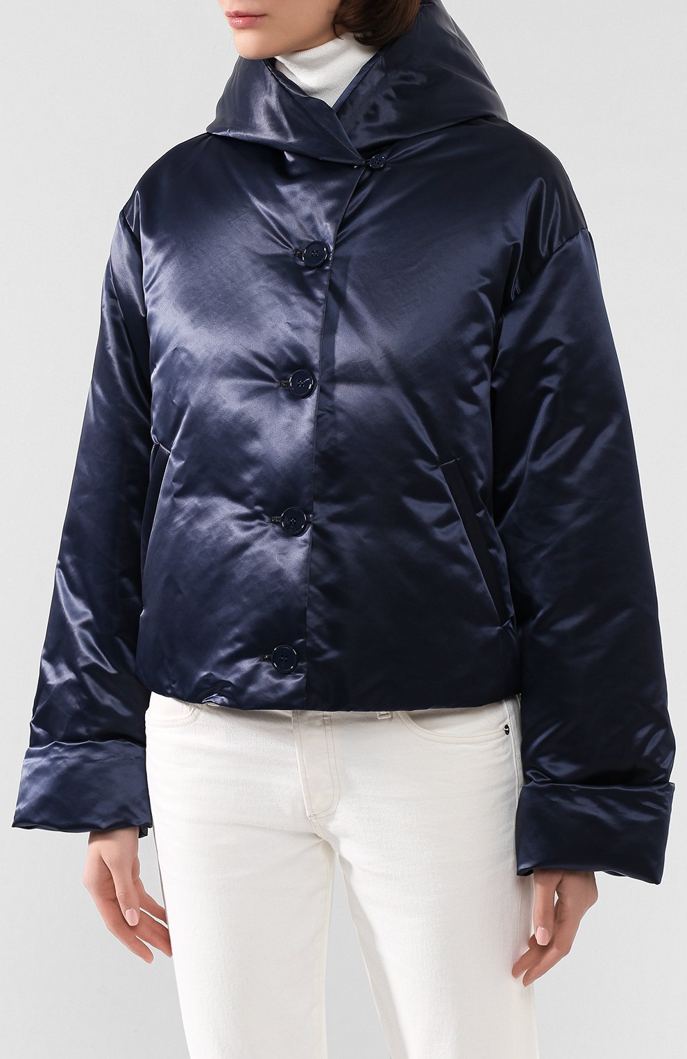 Пуховик с капюшоном MM6 темно-синего цвета по цене 65250 руб., арт. S32AM0309/S49973, фото 3 Пуховик с капюшоном MM6, арт. S32AM0309/S49973, фото 3