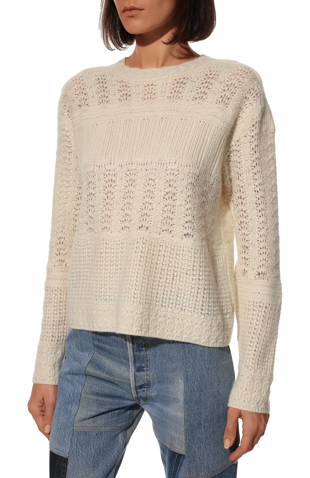 Пуловер из кашемира и шелка LORO PIANA кремового цвета по цене 171500 руб., арт. FAL8382, фото 3 Пуловер из кашемира и шелка LORO PIANA, арт. FAL8382, фото 3