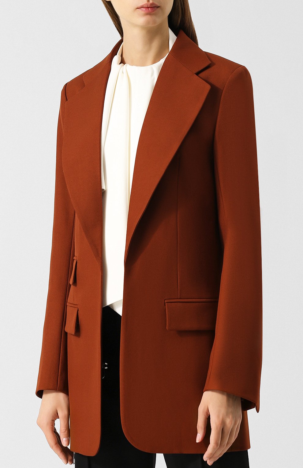 Удлиненный шерстяной жакет прямого кроя CHLOÉ, арт. CHC18WVE08067, фото 3