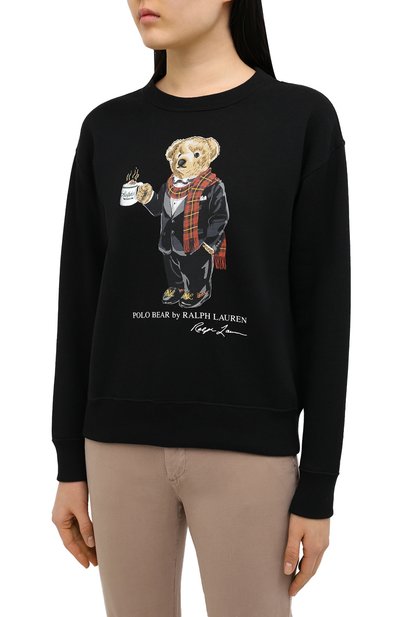 Хлопковый свитшот POLO RALPH LAUREN черного цвета по цене 19950 руб., арт. 211823689, фото 3 Хлопковый свитшот POLO RALPH LAUREN, арт. 211823689, фото 3