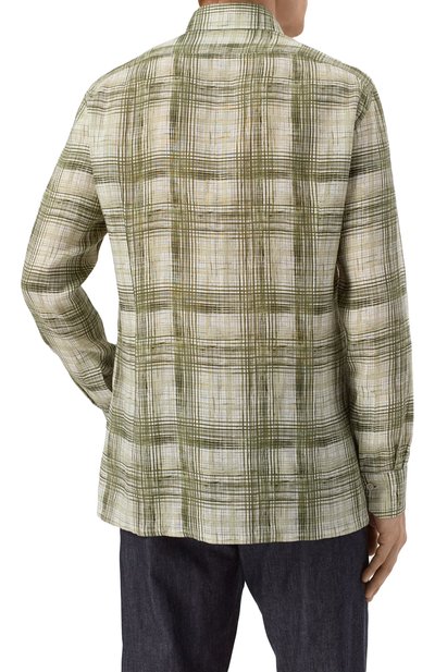 Льняная рубашка KITON зеленого цвета по цене 99500 руб., арт. UMCNERH0924405, фото 4 Льняная рубашка KITON, арт. UMCNERH0924405, фото 4