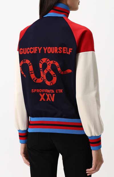 Кардиган на молнии с воротником-стойкой GUCCI разноцветного цвета по цене 128160 руб., арт. 502287/X9P63, фото 4 Кардиган на молнии с воротником-стойкой GUCCI, арт. 502287/X9P63, фото 4