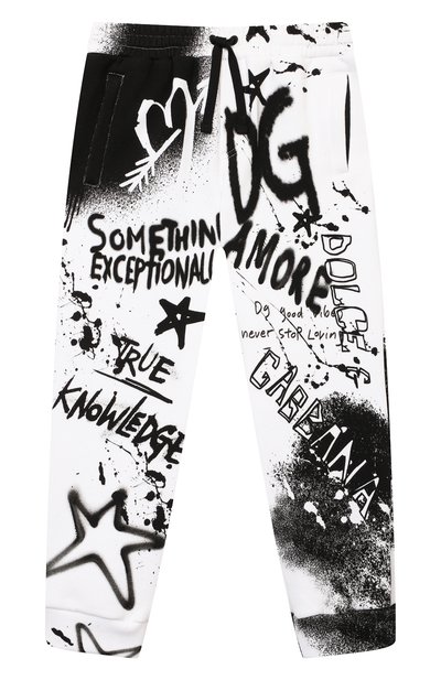 Хлопковые джоггеры DOLCE & GABBANA черно-белого цвета по цене 33750 руб., арт. L4JPDF/G7A6U/2-6, фото 1 Хлопковые джоггеры DOLCE & GABBANA, арт. L4JPDF/G7A6U/2-6, фото 1