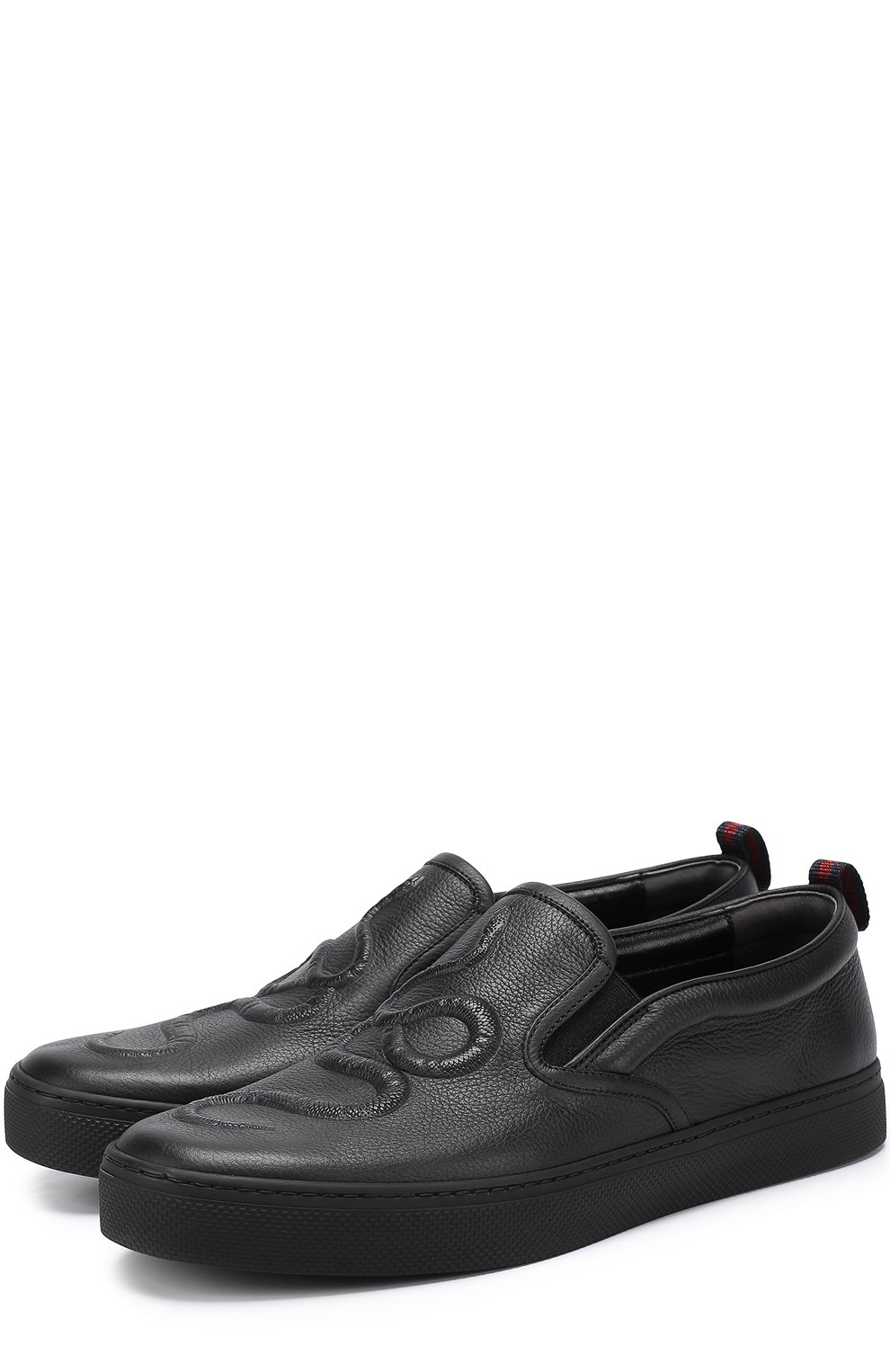 Кожаные слипоны с фактурной отделкой GUCCI, арт. 456201/BX050, фото 1