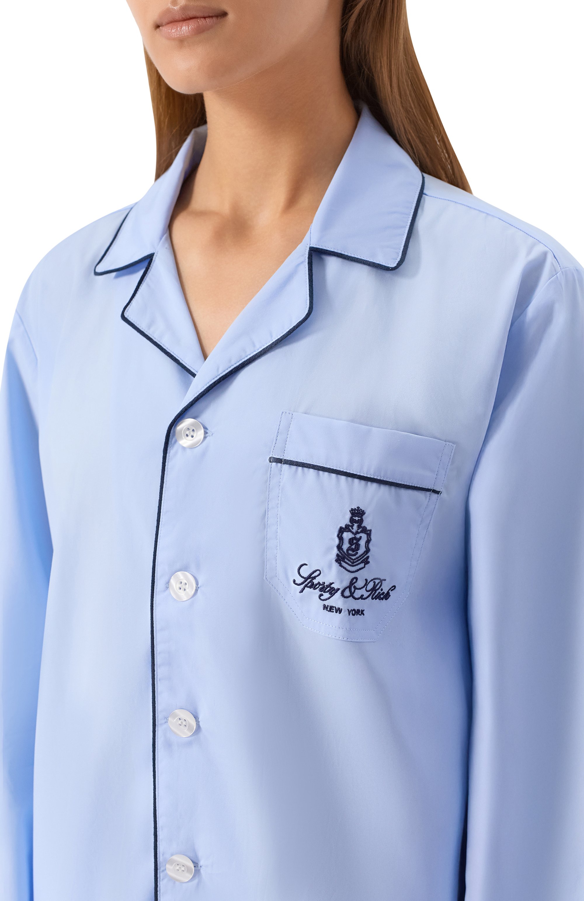 Хлопковая рубашка SPORTY AND RICH, арт. SI021602231BL90, фото 5