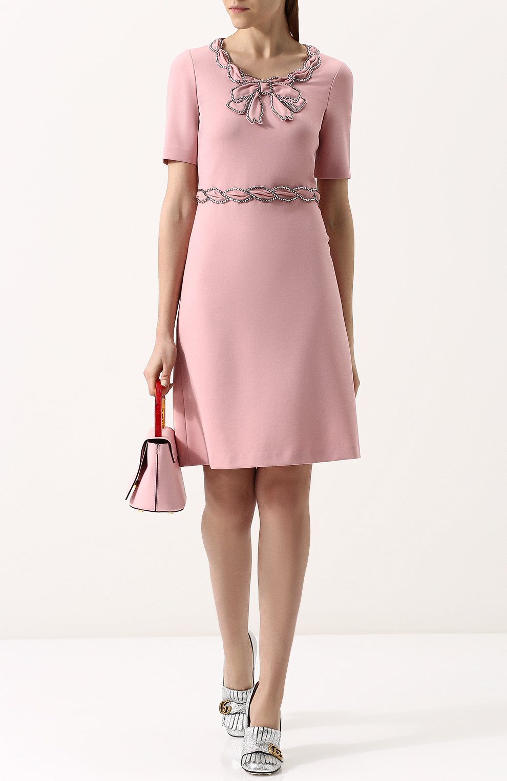 Приталенное мини-платье с круглым вырезом и коротким рукавом GUCCI, арт. 501513/X9M65, фото 2
