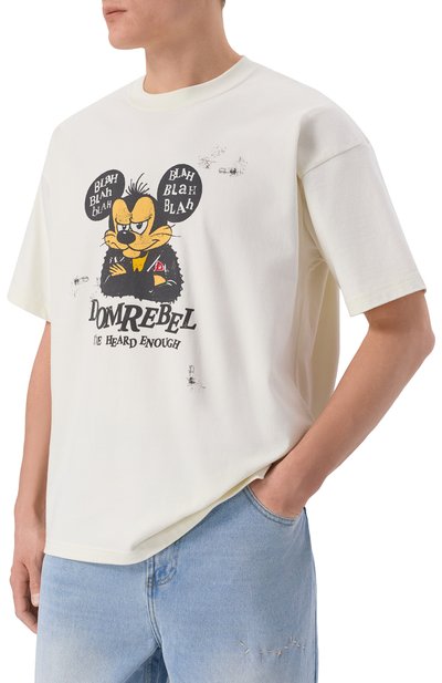 Хлопковая футболка DOMREBEL кремового цвета по цене 23900 руб., арт. M BLABLA/T-SHIRT, фото 3 Хлопковая футболка DOMREBEL, арт. M BLABLA/T-SHIRT, фото 3