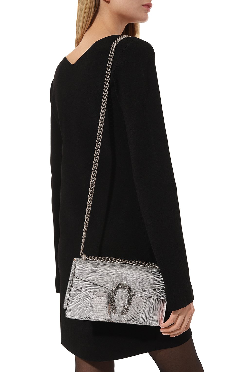 Сумка dionysus small из кожи ящерицы GUCCI серебряного цвета по цене 676800 руб., арт. 499623 EYZBX, фото 2 Сумка dionysus small из кожи ящерицы GUCCI, арт. 499623 EYZBX, фото 2