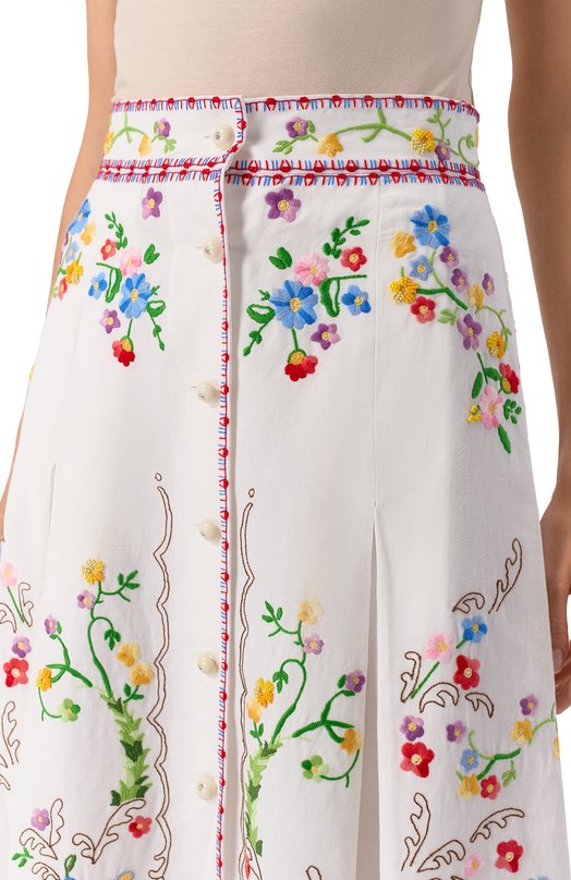 Юбка хлопка и льна Valentino 6B3RACP790D Белый  6B3RACP790D Фото 5