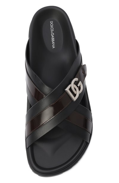 Кожаные шлепанцы DOLCE & GABBANA черного цвета по цене 107000 руб., арт. A80624/A0765, фото 5 Кожаные шлепанцы DOLCE & GABBANA, арт. A80624/A0765, фото 5