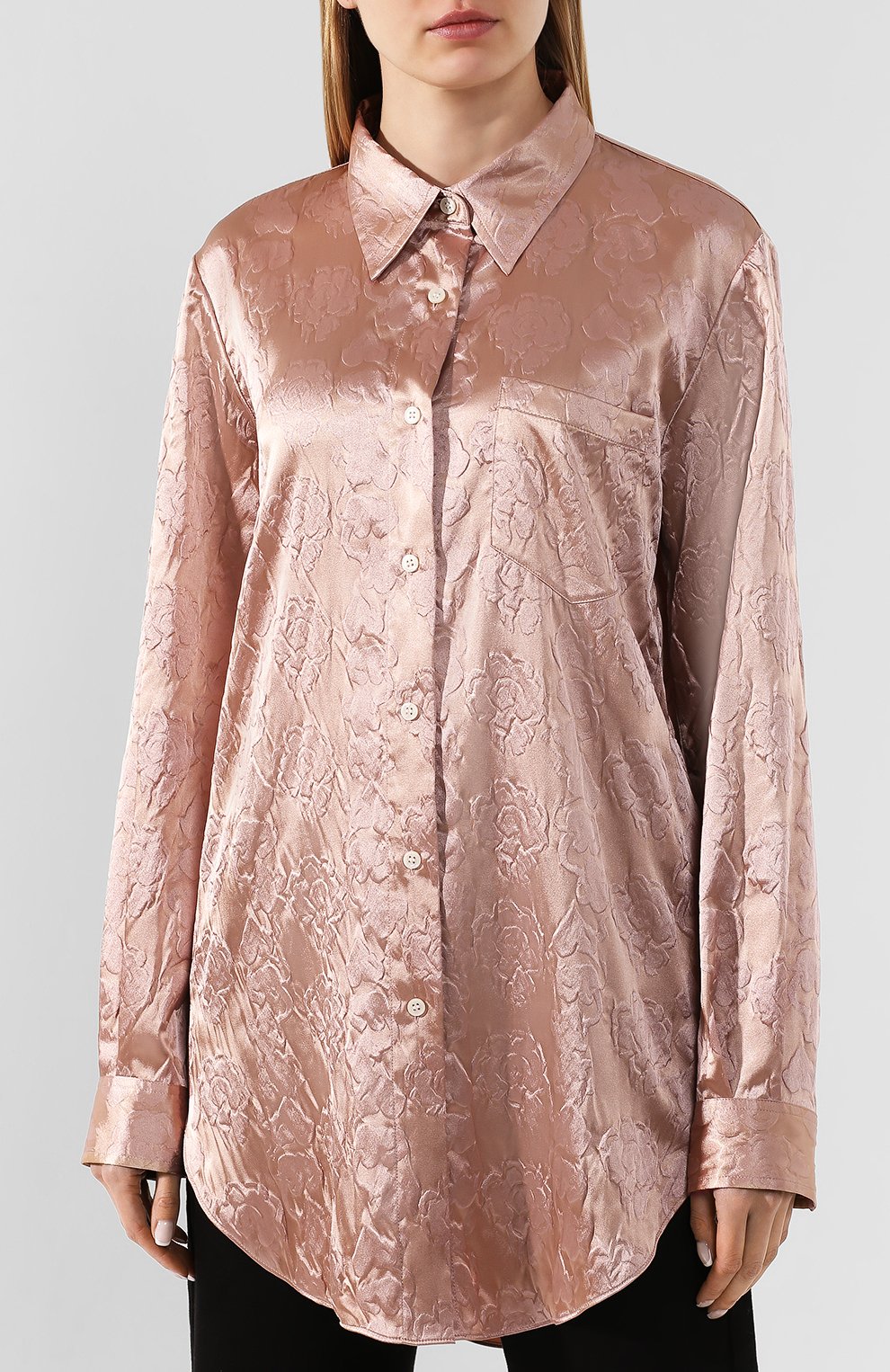 Атласная рубашка ACNE STUDIOS светло-розового цвета по цене 49950 руб., арт. AC0215/W, фото 3 Атласная рубашка ACNE STUDIOS, арт. AC0215/W, фото 3