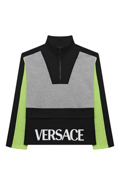 Детский хлопковый свитшот VERSACE разноцветного цвета, арт. 1009984/1A07220/8A-14A | Фото 1 (Рукава: Длинные; Материал сплава: Проставлено; Материал внешний: Хлопок; Драгоценные камни: Проставлено; Мальчики Кросс-КТ: Свитшот-одежда)