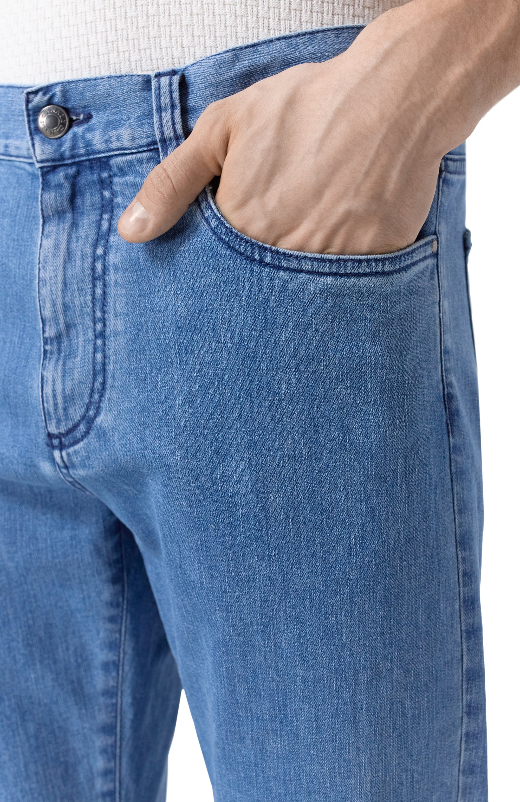 Джинсы CANALI голубого цвета по цене 49950 руб., арт. 91719/PD00018, фото 5 Джинсы CANALI, арт. 91719/PD00018, фото 5