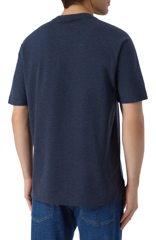 Футболка из лиоцелла и хлопка BOSS 50548962 Синий  50548962 Фото 4