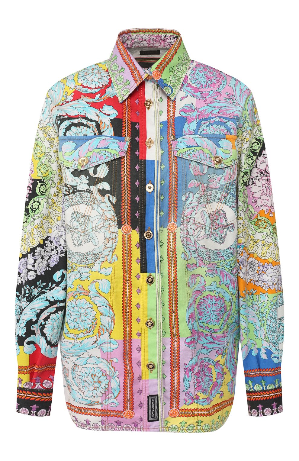 Хлопковая рубашка VERSACE голубого цвета по цене 170000 руб., арт. A82950/A229967, фото 1 Хлопковая рубашка VERSACE, арт. A82950/A229967, фото 1