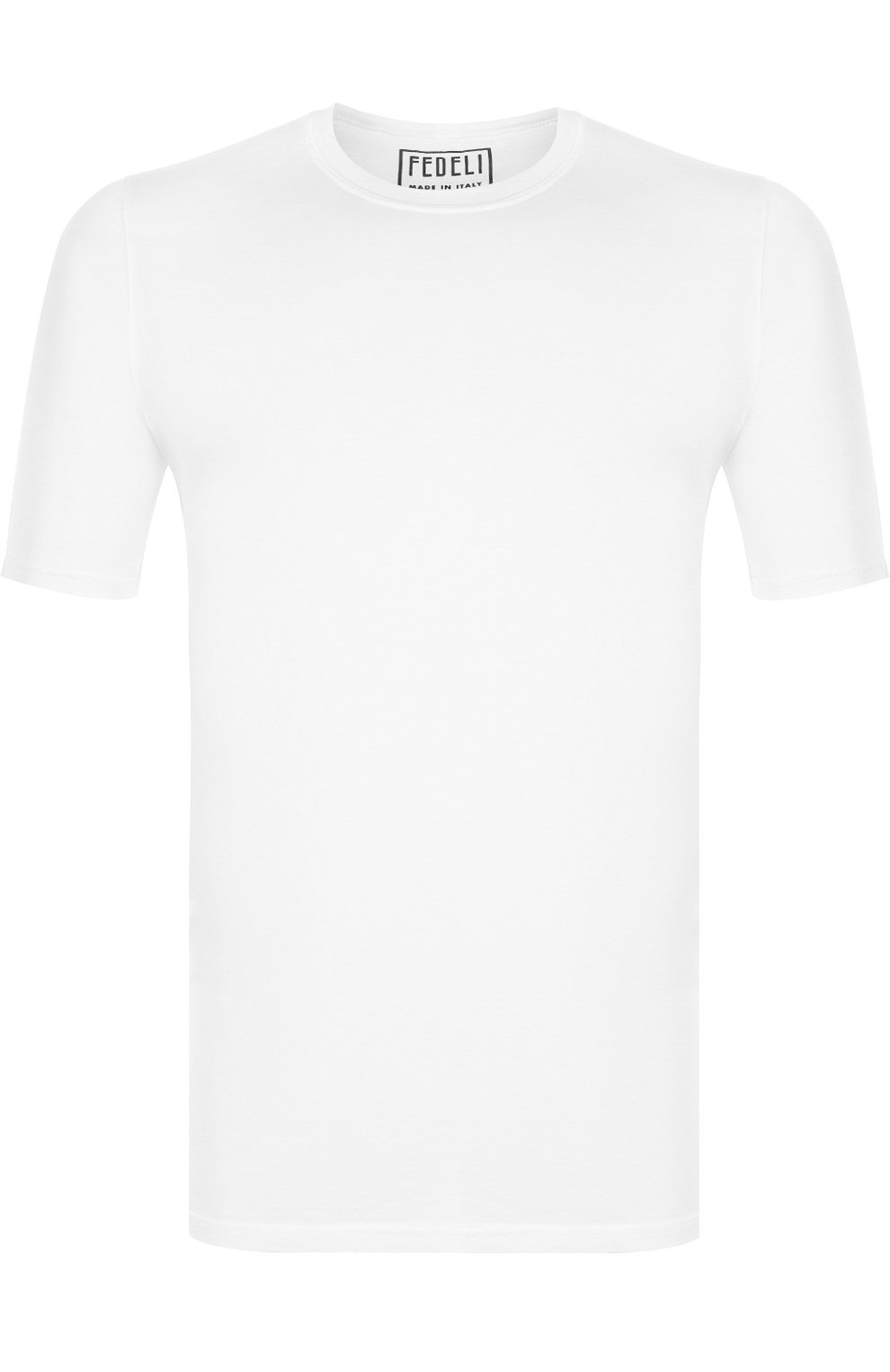 Хлопковая однотонная футболка FEDELI белого цвета по цене 14400 руб., арт. 1UE00298, фото 1 Хлопковая однотонная футболка FEDELI, арт. 1UE00298, фото 1