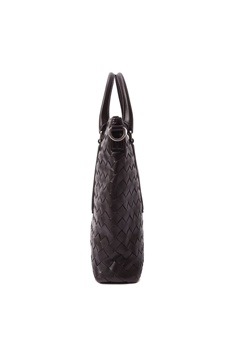 Мужская портфель intrecciato soft BOTTEGA VENETA темно-коричневого цвета, арт. 815784/V2HL1 | Фото 4 (Размер: large; Материал сплава: Проставлено; Драгоценные камни: Проставлено; Ремень/цепочка: На ремешке; Материал: Натуральная кожа; Сумки-технические: Портфели)