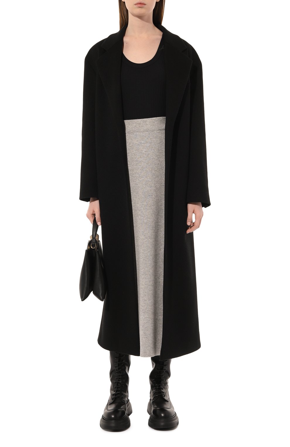 Кашемировая юбка FREEAGE серого цвета по цене 44800 руб., арт. FW 50016-MG, фото 2 Кашемировая юбка FREEAGE, арт. FW 50016-MG, фото 2