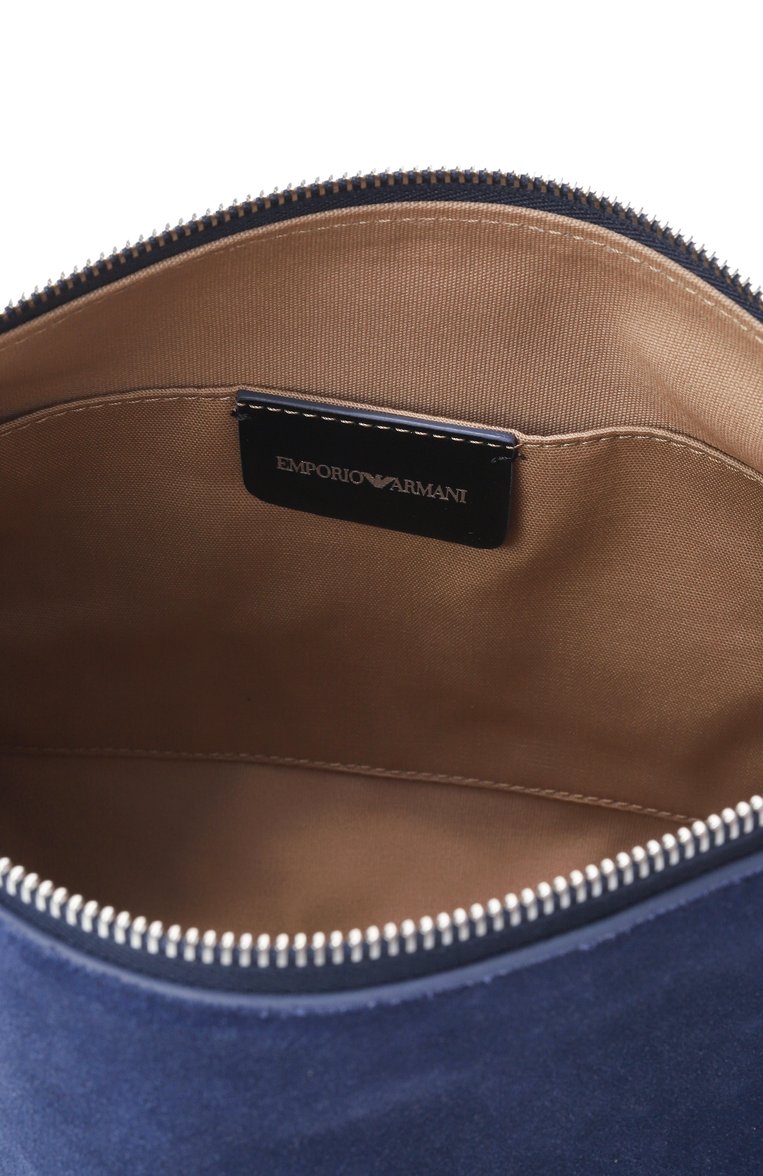 Женская сумка EMPORIO ARMANI синего цвета, арт. EW001044/AF13074 | Фото 5 (Размер: medium; Материал: Натуральная замша, Натуральная кожа; Автоматизация состава: Проставлено; Автоматизация ТО: Проставлено)