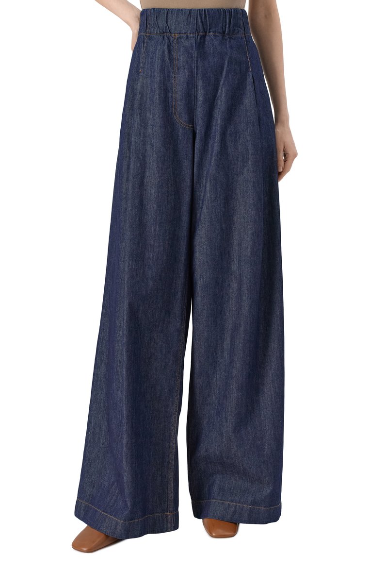 Женские джинсы DRIES VAN NOTEN синего цвета, арт. 251-010936-1553 | Фото 3 (Длина (брюки, джинсы): Удлиненные; Материал внешний: Хлопок, Деним; Силуэт Ж (брюки и джинсы): Широкие; Кросс-КТ: Деним; Стили: Минимализм; Автоматизация состава: Проставлено; Автоматизация ТО: Проставлено)