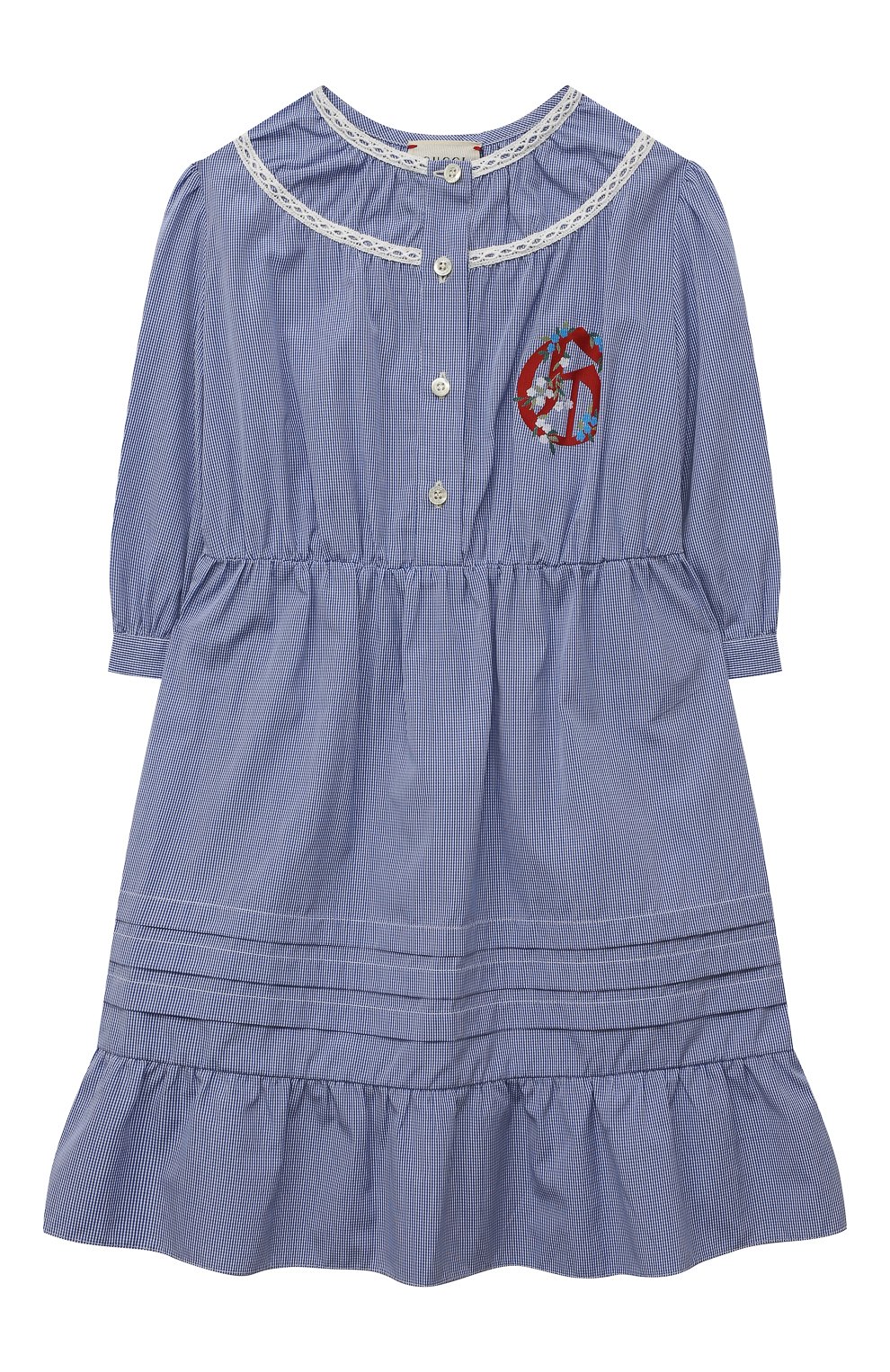 Хлопковое платье GUCCI синего цвета по цене 74750 руб., арт. 622184 ZABNG, фото 1 Хлопковое платье GUCCI, арт. 622184 ZABNG, фото 1