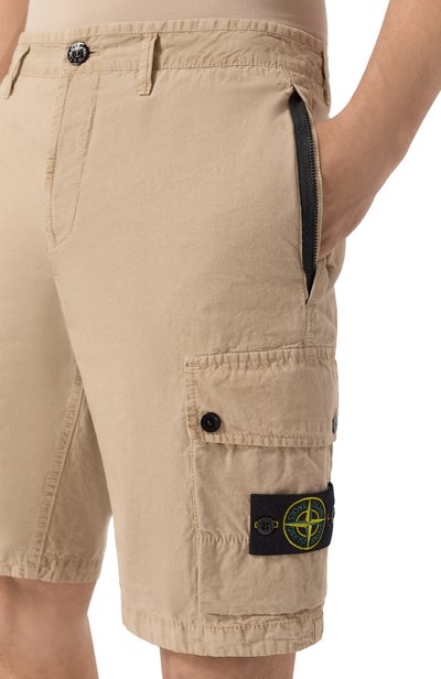 Хлопковые шорты STONE ISLAND бежевого цвета по цене 43150 руб., арт. L1S15L100019/S00WA, фото 5 Хлопковые шорты STONE ISLAND, арт. L1S15L100019/S00WA, фото 5