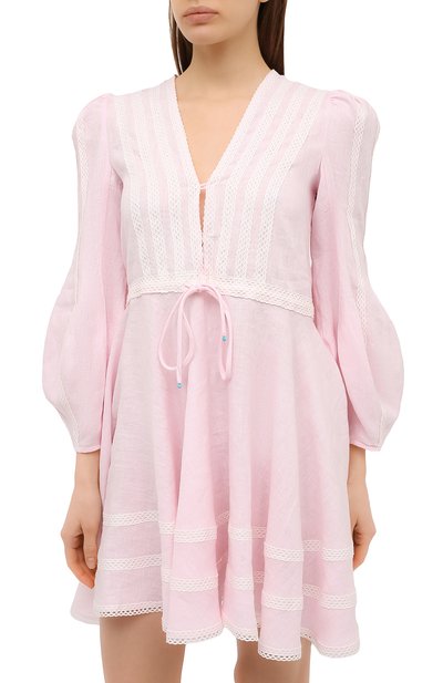 Льняное платье A MERE CO розового цвета по цене 46250 руб., арт. AMC-RSS21-01PW, фото 3 Льняное платье A MERE CO, арт. AMC-RSS21-01PW, фото 3