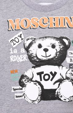Детская укороченный лонгслив MOSCHINO серого цвета, арт. HD000U/LAA20/10-14 | Фото 3 (Рукава: Длинные; Материал внешний: Хлопок; Материал сплава: Проставлено; Драгоценные камни: Проставлено; Девочки Кросс-КТ: Лонгслив-одежда; Тематический товар: Teddy Bear; Ростовка одежда: 10 - 11 лет | 140 - 146см, 12 лет | 152 см, 13 - 15 лет | 158 см)