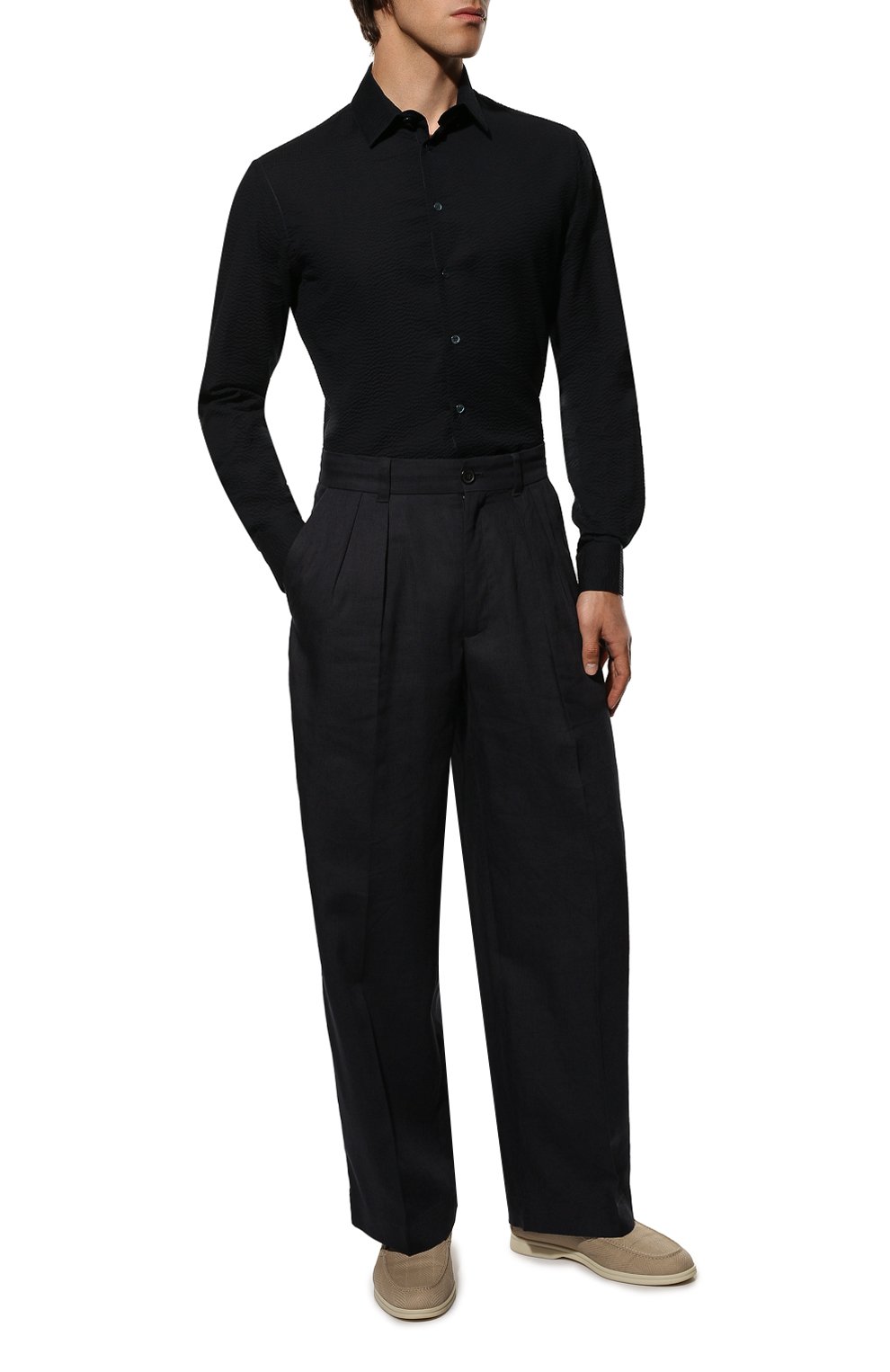 Хлопковая рубашка GIORGIO ARMANI темно-синего цвета по цене 56200 руб., арт. 8WGCCZ97/TZ272, фото 2 Хлопковая рубашка GIORGIO ARMANI, арт. 8WGCCZ97/TZ272, фото 2