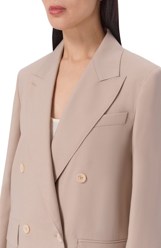 Жакет из шерсти и шелка Max Mara MXMMITIC0 Бежевый  MXMMITIC0 Фото 5